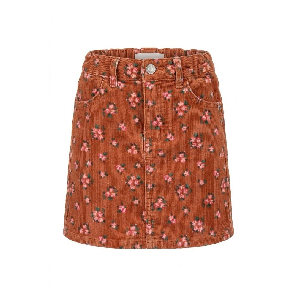 Art Class Girls Floral Corduroy Mini Skirt Adjustable Waist Size M 7/8